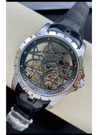 Roger Dubuis Excalibur Doble Tourbillon Reloj Réplica Suizo a Espejo 1:1 Caja Acero