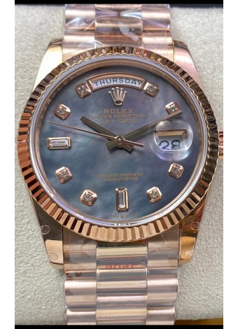Rolex Day Date 36MM 118235 Oro Rosado Dial en Perla Reloj Réplica a Espejo 1:1