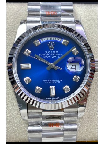 Rolex Day Date 36MM M128239-0023 Acero 904L en Dial Azul Réplica a Espejo 1:1