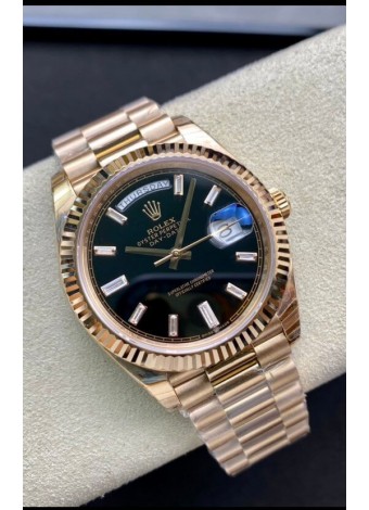 Rolex Day Date 40MM 228238a 1:1 Oro Rosado en Dial Negro Reloj Réplica a Espejo 1:1