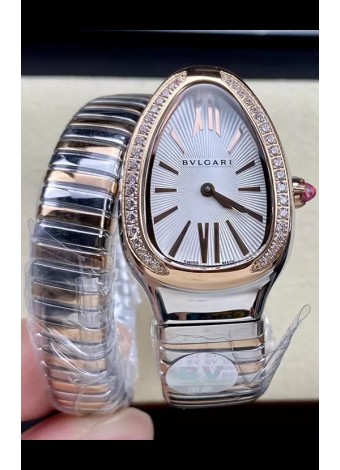 Bvlgari Edición Serpenti Reloj Caja Dos Tonos Dial Blanco en Calidad Espejo 1:1