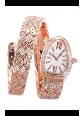 Bvlgari Edición Serpenti Reloj Caja Oro Rosado Dial Blanco en Calidad Espejo 1:1