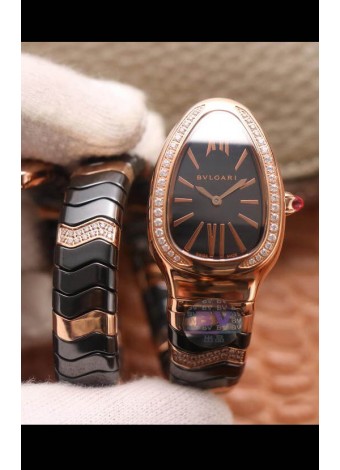 Bvlgari Edición Serpenti Reloj Réplica en Cerámica Negra Calidad a Espejo 1:1