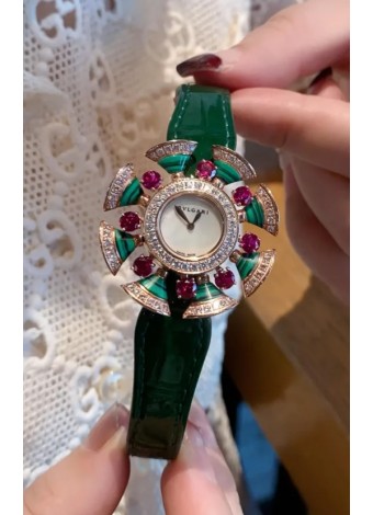 Reloj Bvlgari Edición Divas's Dream en Caja Oro Rosado - Bisel Pavimentado en Diamantes Réplica Suiza