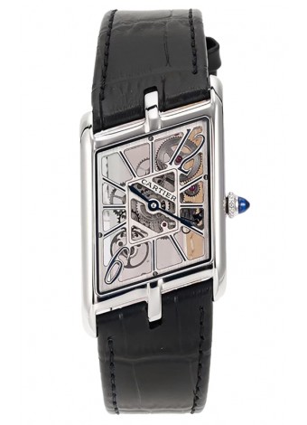 Cartier Tank Asymétrique Reloj en Caja de Acero Inoxidable con Correa de Piel Réplica Suiza