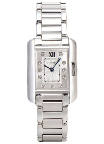 Cartier Tank Anglaise Reloj de Acero en Correa de Acero Reloj Suizo de Cuarzo 30MM 