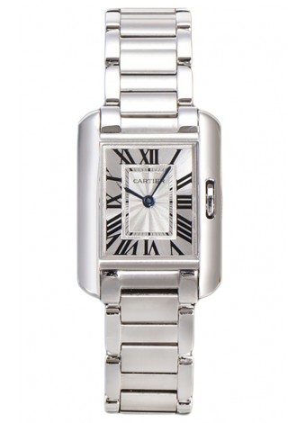 Cartier Tank Anglaise Reloj de Acero en Correa de Acero Reloj Suizo de Cuarzo 30MM 
