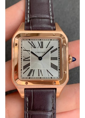 Cartier Santos Dumont Reloj Réplica Suiza Espejo 1:1 Caja Oro Rosado Dial Acero 42MM