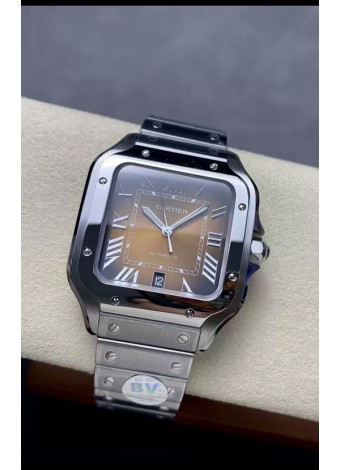 Cartier Santos De Cartier Acero 904L Dial Marrón Réplica Espejo 1:1 - 40MM Reloj Acero Inoxidable