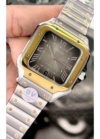 Cartier Santos De Cartier Dial Acero 904L Marrón Dos Tonos Réplica Espejo 1:1 - 40MM Reloj Acero Inoxidable