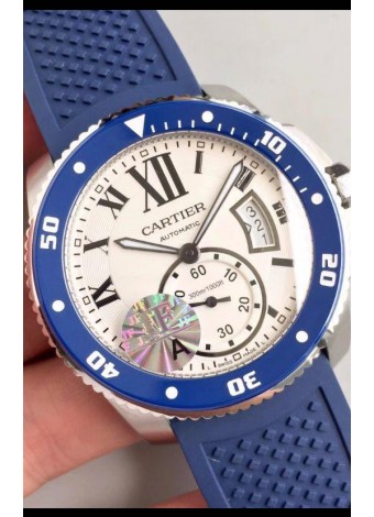 Caliber De Cartier Watch 42MM Dial Blanco Caja de Acero - Reloj Réplica a Espejo 1:1