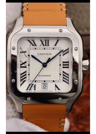 Santos De Cartier Reloj Réplica a Espejo  1:1 - Correa de Piel 40MM