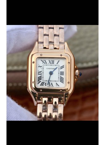 Cartier Edición PANTHERE Réplica a Espejo 1:1 Reloj Suizo Oro Rosado Dial Blanco