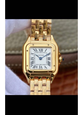 Cartier Edición PANTHERE Réplica a Espejo 1:1 Reloj Suizo Oro Amarillo Dial Blanco