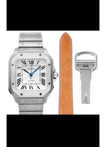 Cartier "Santos De Cartier" Mens XL Reloj Réplica a Espejo 1:1 Caja en Acero Inoxidable - Bisel Blanco