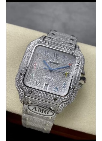 Cartier "Santos De Cartier" Acero 904L Diamantes Dial Árabe Répilca a Espejo 1:1 - 40MM - Diamantes Genuinos