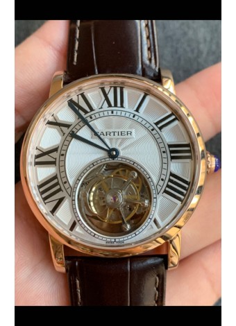 Rotonde De Cartier Flying Tourbillon Reloj Réplica Suizo en Oro Amarillo Reloj Super Clone