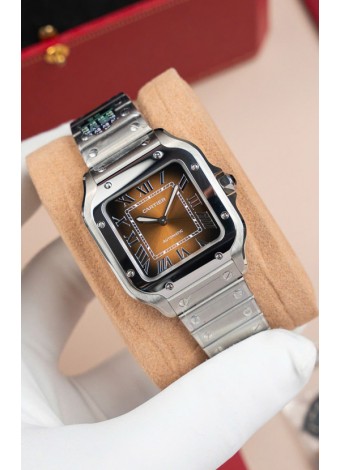 Cartier Santos De Cartier Acero 904L Dial Marrón Reloj Réplica Espejo 1:1 - 35MM Acero Inoxidable