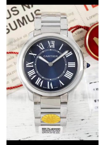 Cartier Ronde Must 36MM Cuarzo Suizo Dial Azul Reloj Réplica Suizo Espejo 1:1 