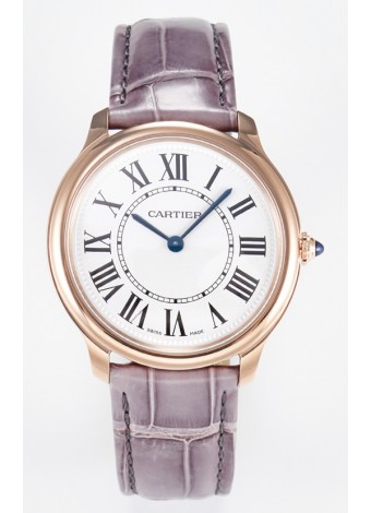 Ronde Louis Cartier Super Clone 36MM Reloj Oro Rosado en Movimiento de Cuarzo Suizo