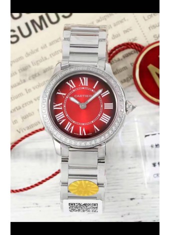 Cartier Ronde Must 29MM Cuarzo Suizo Dial Rojo Reloj Réplica Suizo Espejo 1:1 