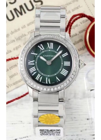 Cartier Ronde Must 29MM Cuarzo Suizo Dial Verde Reloj Réplica Suizo Espejo 1:1 