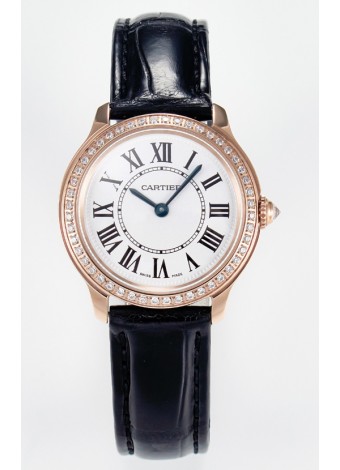 Ronde Louis Cartier Super Clone 29MM Reloj Oro Rosado en Movimiento de Cuarzo Suizo