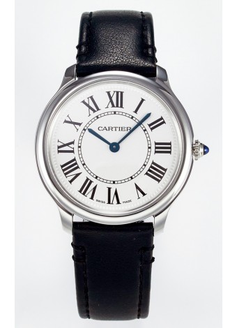Ronde De Cartier Super Clone 36MM Reloj Réplica Suizo con Dial Blanco chapado en Plateado