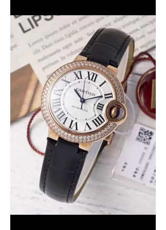 Ballon De Cartier Reloj Suizo Automático Calidad Espejo 1:1 33MM chapado en Oro Rosado