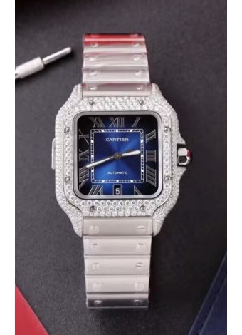 Cartier Santos De Cartier Acero 904L Dial Azul Reloj Super Clone Replica 40MM 