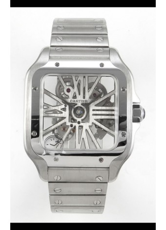 Santos De Cartier Reloj Super Clone Dial Skeleton Caja Acero Inoxidable