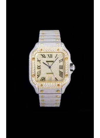 Santos De Cartier Reloj Réplica Suizo con Diamantes incrustados, Dial en dos Tonos de color 40MM