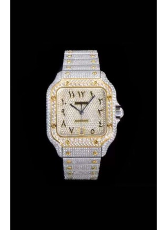 Santos De Cartier Reloj Réplica Suizo con Diamantes incrustados, Dial en dos Tonos de color 40MM