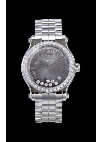 Chopard Happy Sport Reloj Réplica Suizo Automático a espejo 1:1 36MM Caja Acero 904L Dial Gris Gris Dial