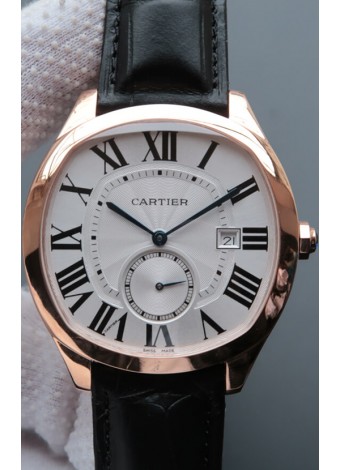 Drive De Cartier Reloj Réplica a espejo 1:1 chapado en Oro Rosado - Dial Blanco
