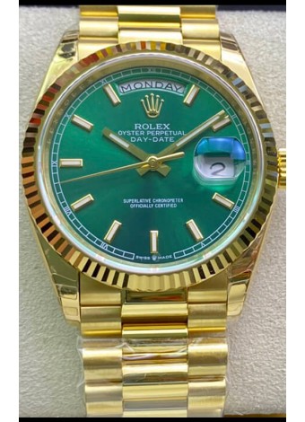 Rolex Day Date 118238 Presidential Reloj Oro Amarillo 18K 36MM - Dial Verde Calidad a Espejo 1:1