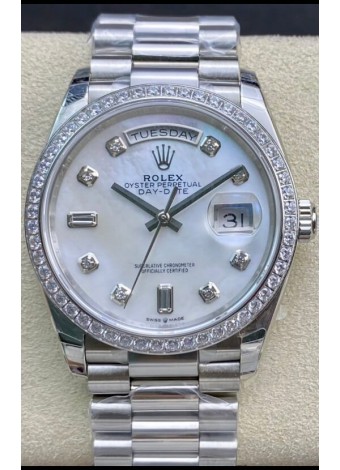 Rolex Day Date Presidential Acero 904L 36MM - Dial Blanco Perla Reloj Calidad Espejo 1:1
