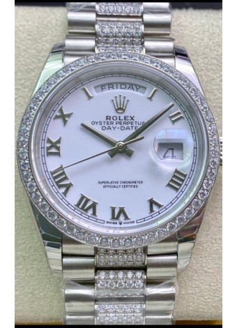 Rolex Day Date Presidential M128349RBR-0026 Acero 904L 36MM - Dial Blanco Romanos Calidad a Espejo 1:1