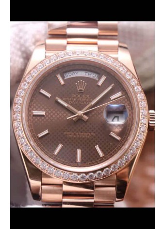 Rolex Day Date Presidential Acero 904L Oro Rosado 40MM - Dial Marrón Calidad a Espejo 1:1