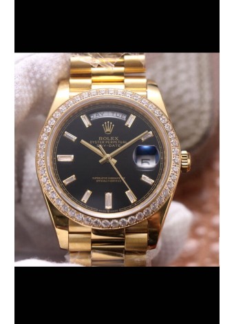Rolex Day Date Presidential Acero 904L Oro Amarillo 40MM - Dial Negro Calidad a Espejo 1:1