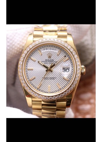 Rolex Day Date Presidential Acero 904L Oro Amarillo 40MM - Dial Blanco en Acero Calidad a Espejo 1:1