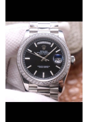 Rolex Day Date Presidential 904L Steel 40MM - Black Dial 1:1 Mirror Quality Watch