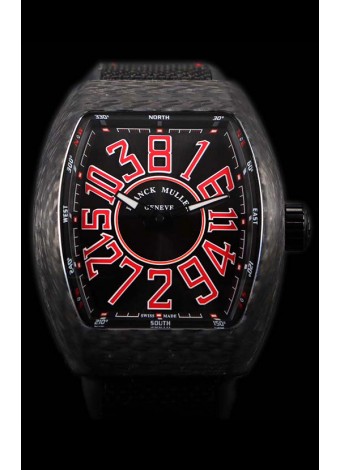 Franck Muller Vanguard Reloj Suizo Caja de Carbono índices rojos 