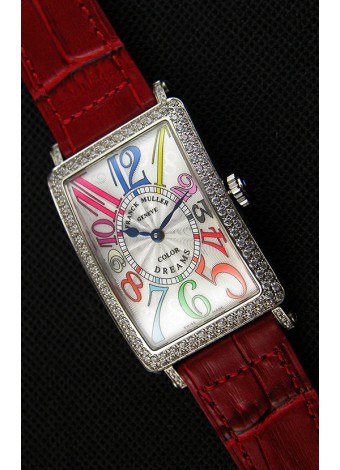 Franck Muller Long Island Color Dreams Ladies Reloj Réplica Suizo - Correa color Rojo