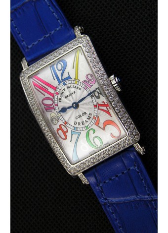 Franck Muller Long Island Color Dreams Ladies Reloj Réplica Suizo - Correa color Azul