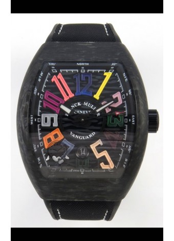 Franck Muller Super Clone Vanguard V45 Racing Carbono con Correa de Nylon