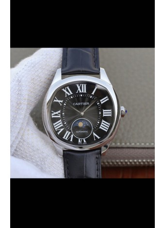 Drive De Cartier Reloj Réplica a espejo 1:1 Edición Moonphase en Acero Inoxidable - Dial Marrón