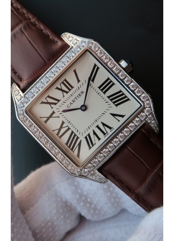 Cartier Santos Dumont Reloj Réplica Suizo 1:1 Movimiento de Cuarzo - Bisel tipo Diamante 