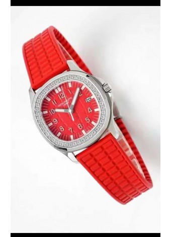 Patek Philippe Aquanaut LUCE 5072A-001 Quartz Swiss Replica Watch in Red Dial - 35MM