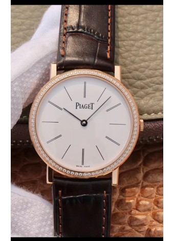 Piaget Altiplano G0A31114 Reloj Réplica Suizo a espejo 1:1 en Oro Rosado Dial BlancoDiamonds Bezel